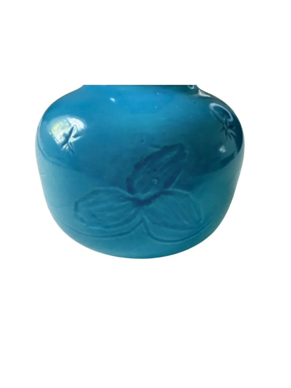 Signed Gloria 1980 Studio Art Pottery Blue Vase Handcrafted Turquoise 7